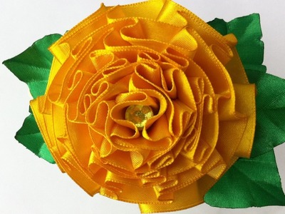 The decoration on the hairband Kanzashi. Flower Marigolds (Tagetes)