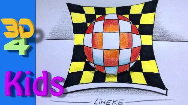3D illusion drawing! anamorphic Ball very easy! 3D drawing #31