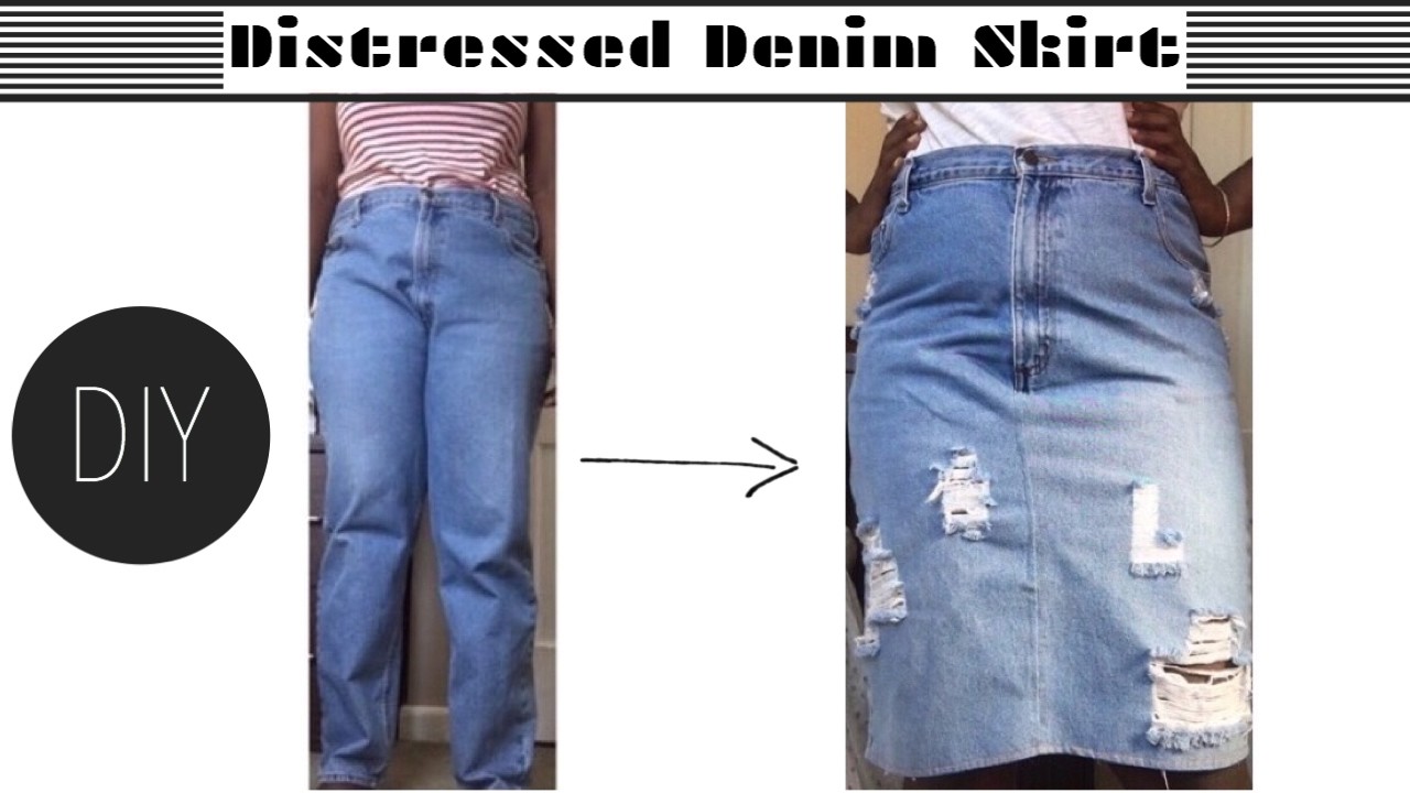 diy ripped denim skirt