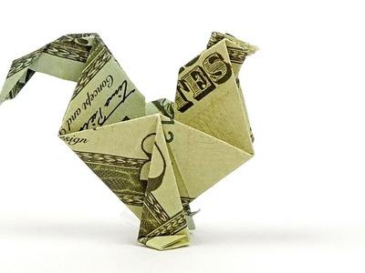 Dollar Bill Origami ROOSTER, folding money into animals, tutorial in 4K