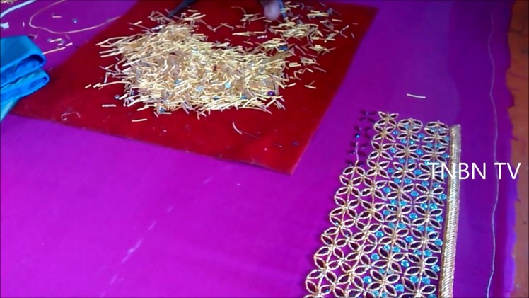 Hand embroidery tutorial for beginners, zardozi embroidery, mirror work saree and blouse online