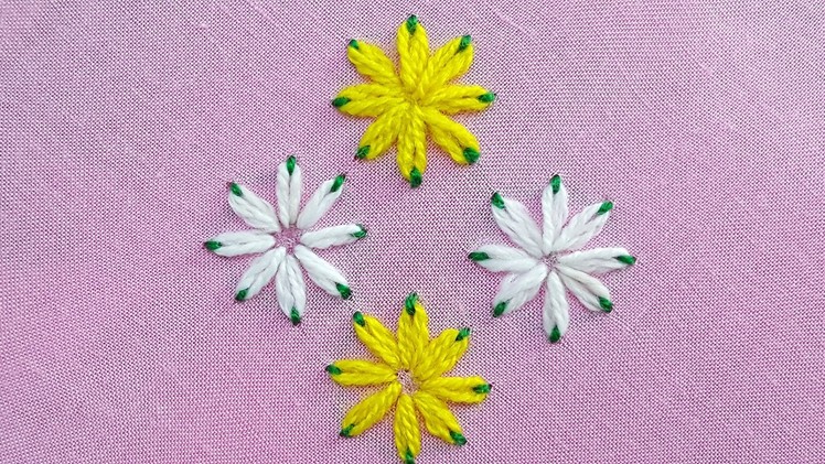 Lazy Daisy Double Colour Thread Flower Stitch|Hand Embroidery
