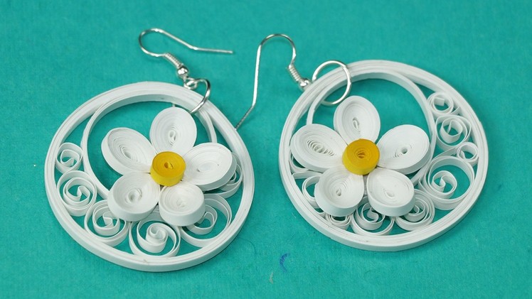 Quilling Earrings - White Flower Quilled Jhumkas Making