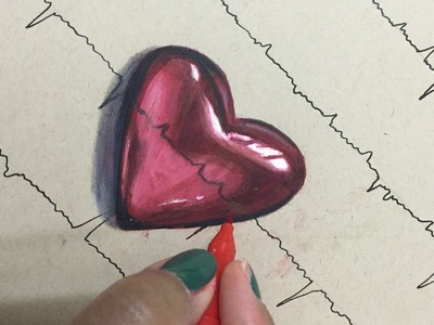 Very easy!! How to Draw 3D Art - Anamorphic Illusion 3D Heart - 3D trick art - Time Lapse HD