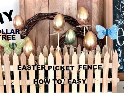 DIY DOLLAR  TREE How To Make a Picket Fence Easter Egg Garden Centerpiece