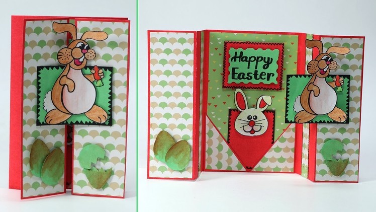 DIY Easter Card - Double Gatefold Card for Easter with Bunny and Egg