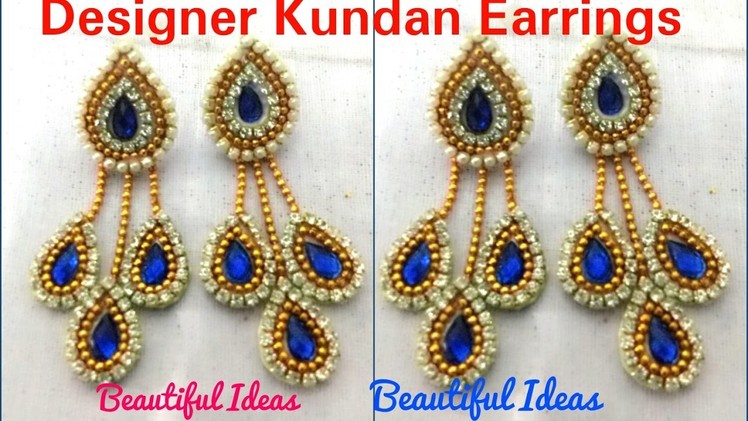 DIY.How to Make Designer Kundan Earrings Made Out Of Paper at Home. Tutorial