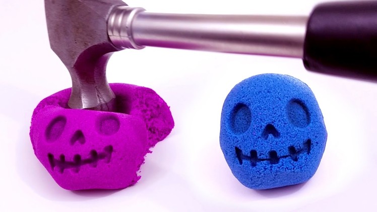 DIY How to Make Kinetic Sand Skull Alien Cake vs Hammer to Learn Colors Slime