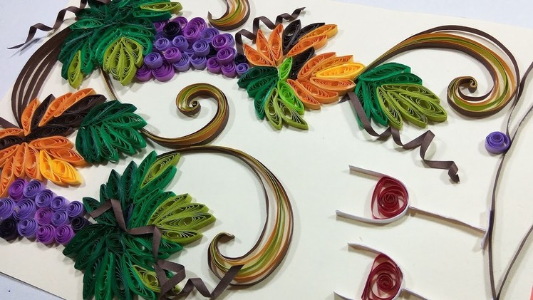 DIY Paper Quilling Grapes Card. Frame
