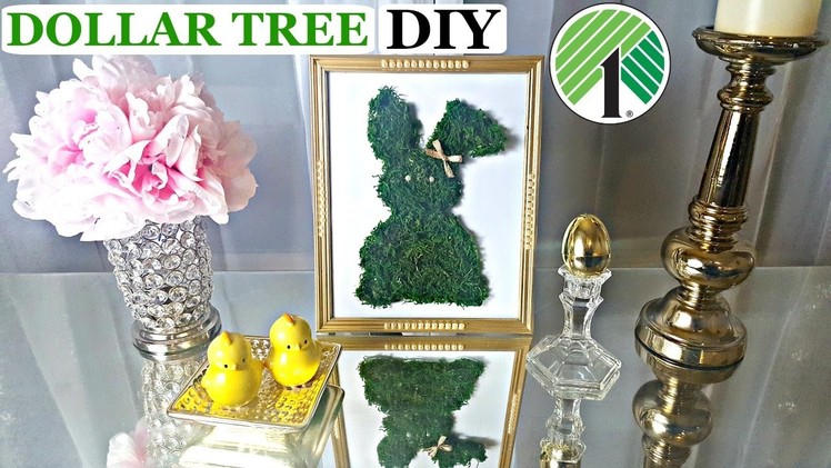 DOLLAR TREE DIY | Easter Bunny Moss Frame | Easy Easter Spring Craft