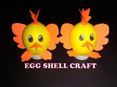 Easter special: Egg Shell Craft- Making chicken couple showpiece and lamp using empty egg shells