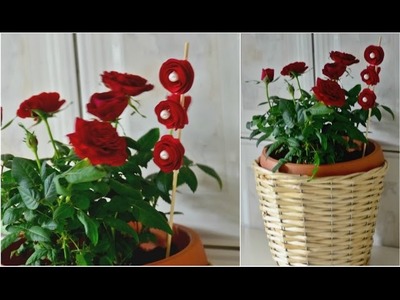 Easy DIY Roses Decoration for Flowerpot