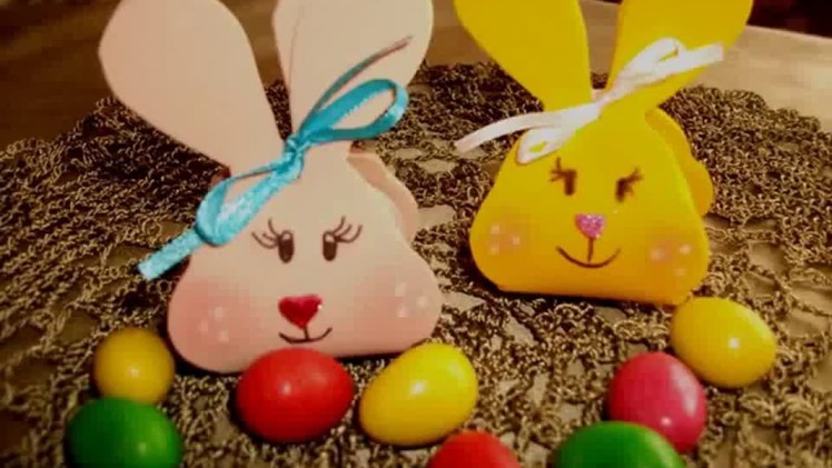 How to make an Easter bunny treat box.Video tutorial for DIY creative craft idea.