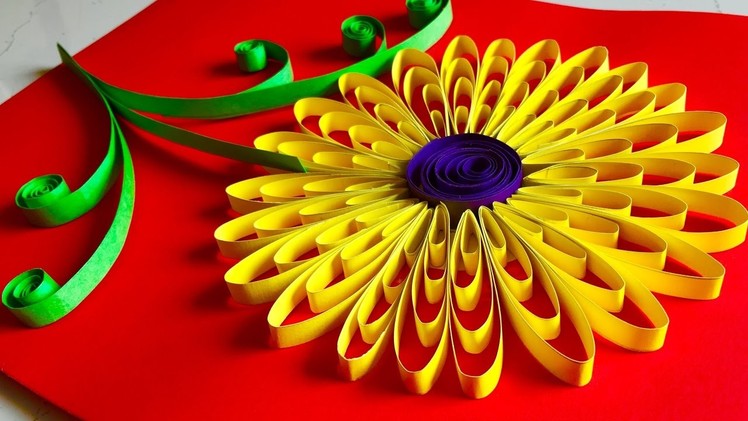 Quilling flowers tutorial - Sunflower | Paper Quilling wall hanging decoration - Arts and crafts