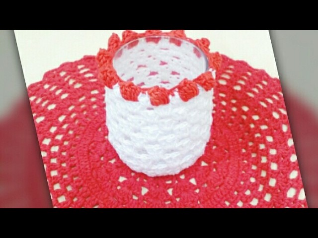 Crochet glass cover.candle holders tutorial