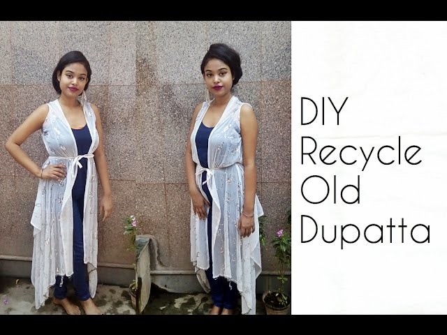 D.I.Y Recycle Old Dupatta Into Shrug ( No Sew )