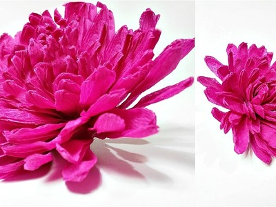 Dahlia crepe paper flower diy making tutorial. Paper flowers easy for kids,for beginners