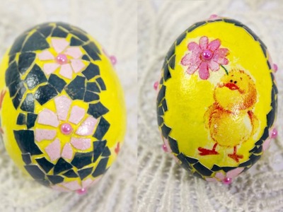 DIY #28 decoupage lesson Easter eggshell mosaic tutorial eggshell mosaic art easter eggs decor ideas