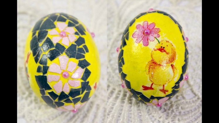 DIY #28 decoupage lesson Easter eggshell mosaic tutorial eggshell mosaic art easter eggs decor ideas