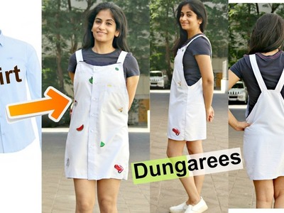DIY: Convert Men's Shirts to Dungarees | Recycle Old Long Sleeve Shirts
