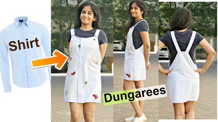 DIY: Convert Men's Shirts to Dungarees | Recycle Old Long Sleeve Shirts