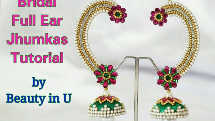 DIY | Designer Bridal Full Ear Jhumkas making at Home | Silk Thread.Paper Earrings |  Tutorial