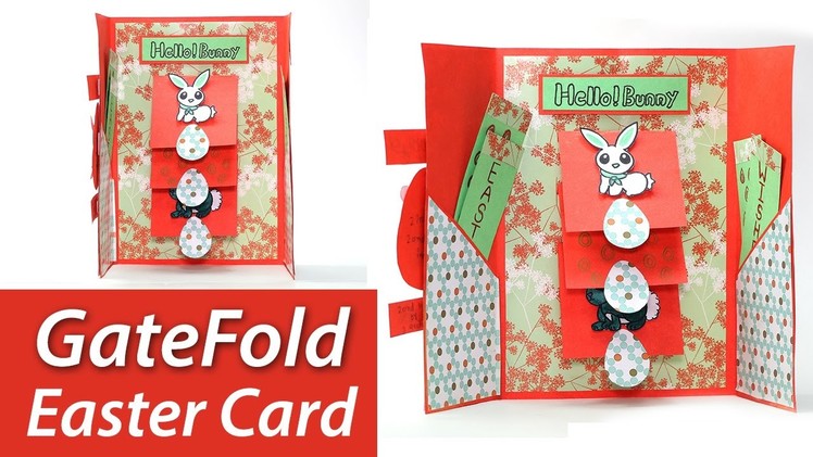 DIY Easter Card - Gatefold Card for Easter Greetings (Bunny, Eggs Inside)