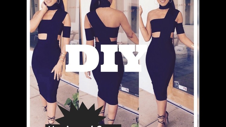 DIY. How To Make A Bandage Dress With Chocker neck. RHOA Inspired (easy sewing)