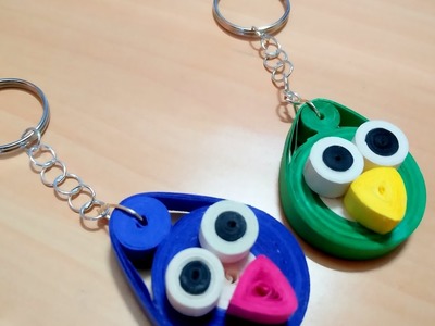 DIY : How to make paper quilling key chain (angry birds pattern)