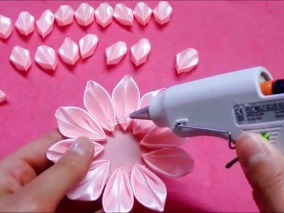 DIY Kanzashi flower,ribbon flower tutorial,how to,easy I REUPLOAD