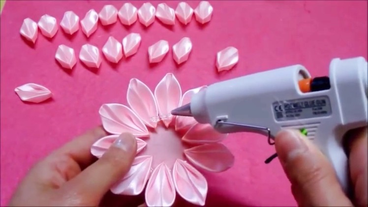 DIY Kanzashi flower,ribbon flower tutorial,how to,easy I REUPLOAD