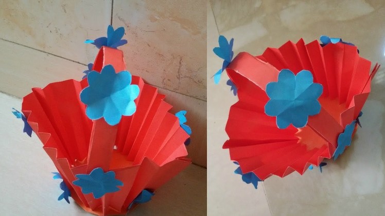 DIY Origami Basket - How To Make Paper Basket With Handle Very Easily - Ideas of Paper Crafts
