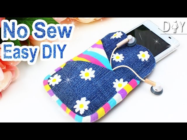 DIY PHONE CASE | 3 POCKETS Jeans FLOWER Case | NO SEW