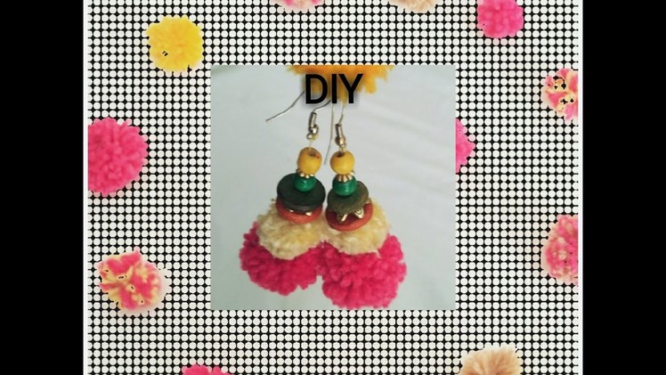 DIY pompom earrings.Recycle old woolen.Viewer's choice