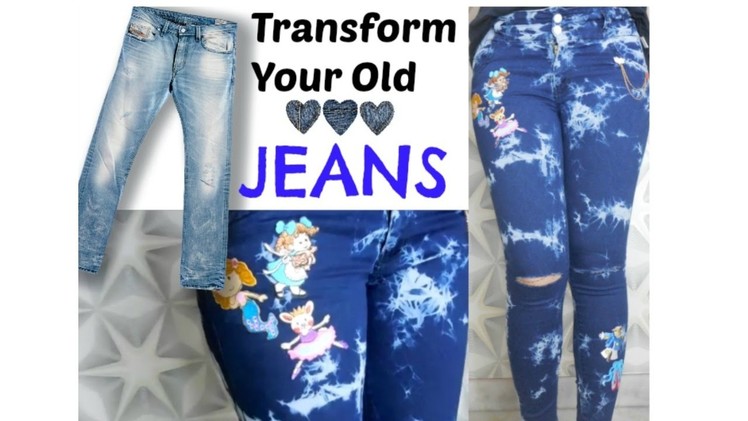 DIY Transform Old Jeans(No sew)into Ripped Patches Distressed | Convert Old denim