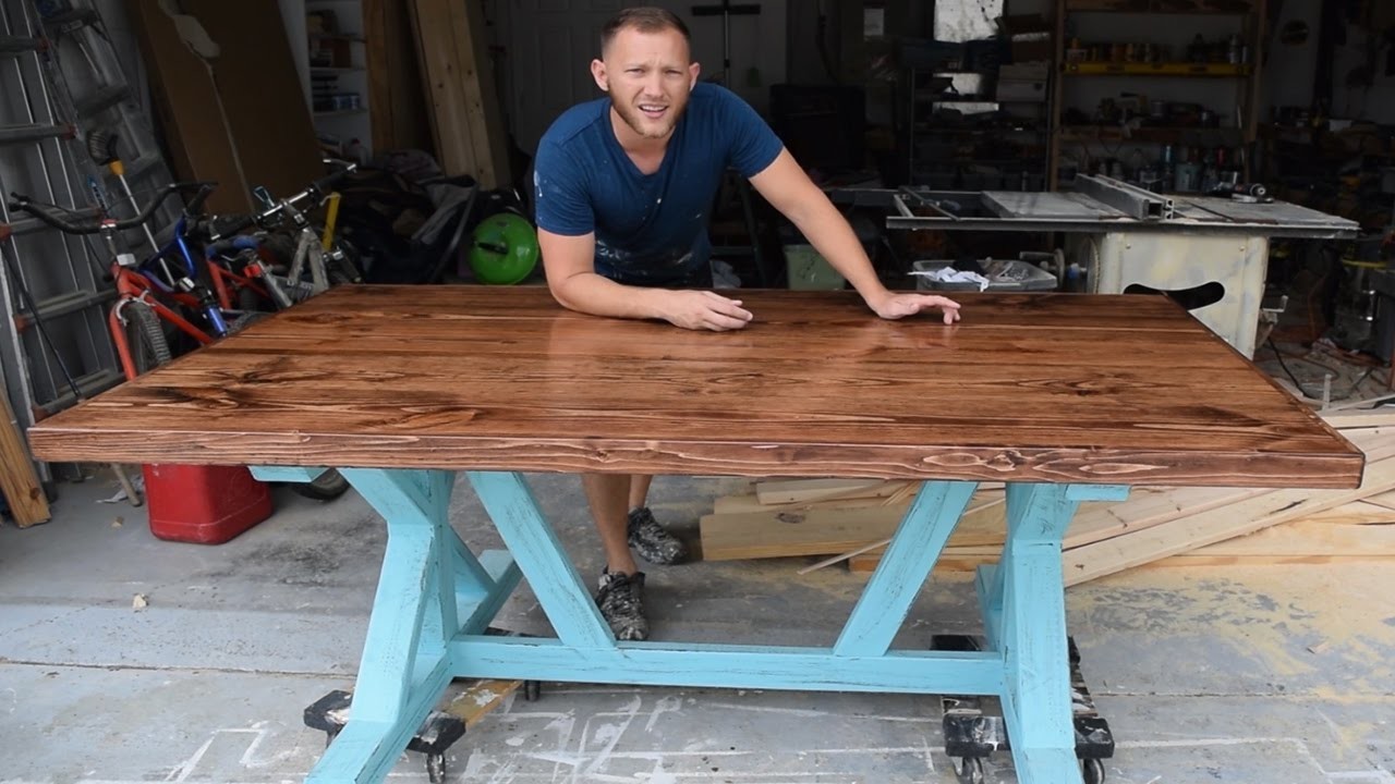 How to build a Farmhouse Table - trestle style X frame - DIY