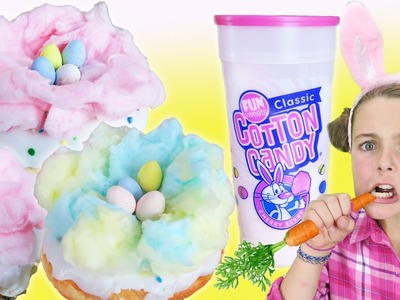 How To Make Easter Egg Cotton Candy Doughnut Nest | DIY Easter Treat Kids Cooking Princess Chef Ava