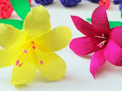 How to make Lily Paper Flower 2017 ( Very Easy ) - DIY Paper Crafts