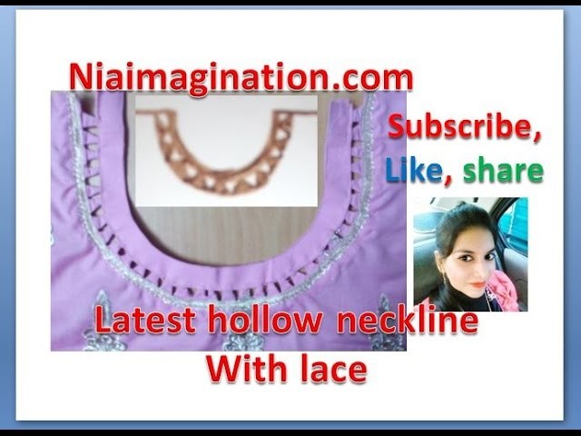 Latest sun neck line with hollow triangles and lace DIY in English