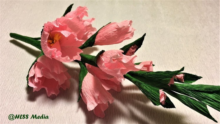 Making easy origami gladiolus paper flower step by step.diy crepe paper flowers folding.flower craft