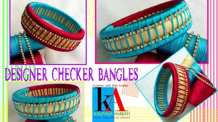 Making silk thread checker model bangles at home || DIY || Tutorials