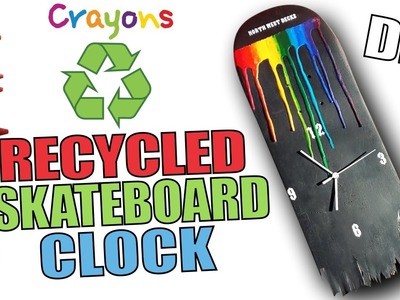 Melting Crayons Recycled Skateboard Clock! DIY Tutorial