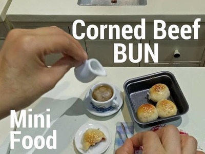 Miniature Cooking: Corned Beef Bun (Mini food) (Kids toys cooking) (DIY)