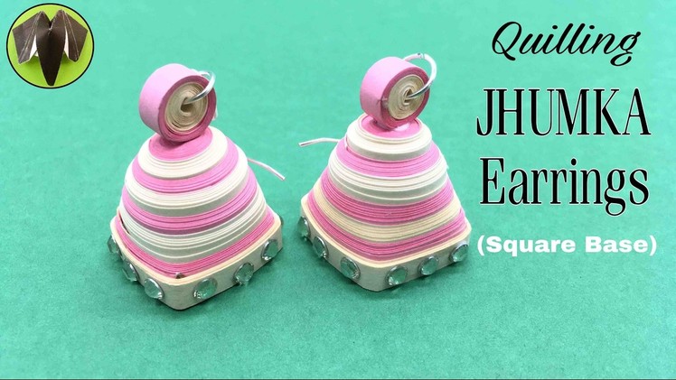 Quilling Jhumka (Bell) Earrings (Square base) - Design 11 - DIY Tutorial by Paper Folds