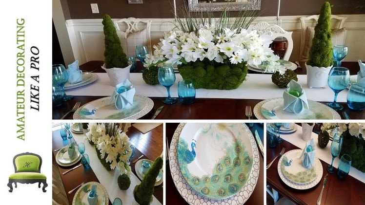 Spring.Easter Tablescape And Dollar Tree Moss Floral Pot Centerpiece DIY