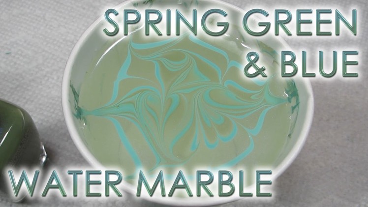 Spring Green & Blue | Water Marble March 2017 #7 | DIY Nail Art Tutorial