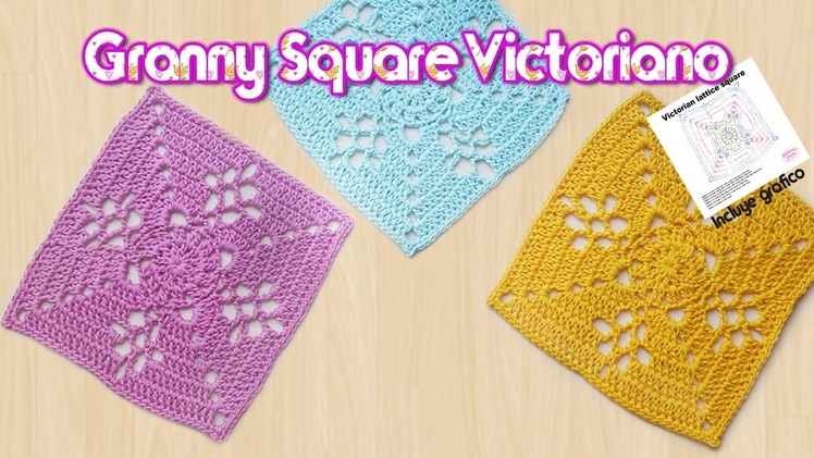 Como tejer Granny Square Victoriano  - How to crochet Victorian Lattice Square