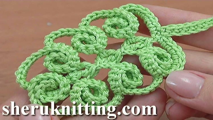 Crochet Simple Leaf With Spirals Tutorial 47