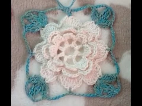 DIY CROCHET GRANNY SQUARE   QUADRADO EM FLOR 3D FACIL