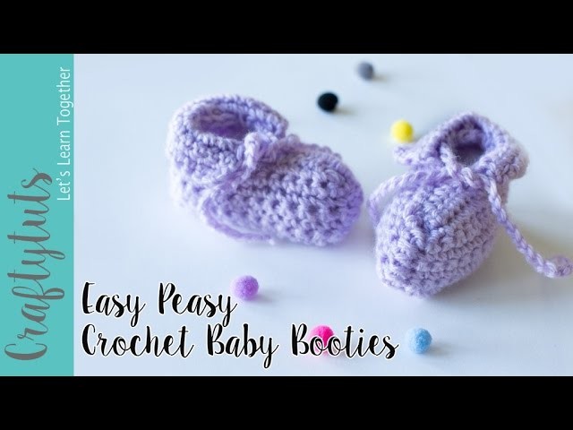 Easy Peasy Crochet Baby Booties Tutorial (with link to written pattern)